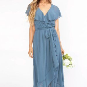 Jess Ruffle Midi Dress - Slate Blue